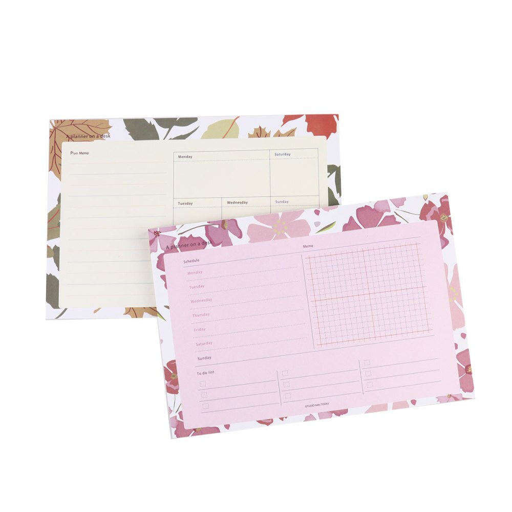 2Pcs Protable Notebook Planner Agenda Schedule Notebooks Diary Year Calendar for Home Office School