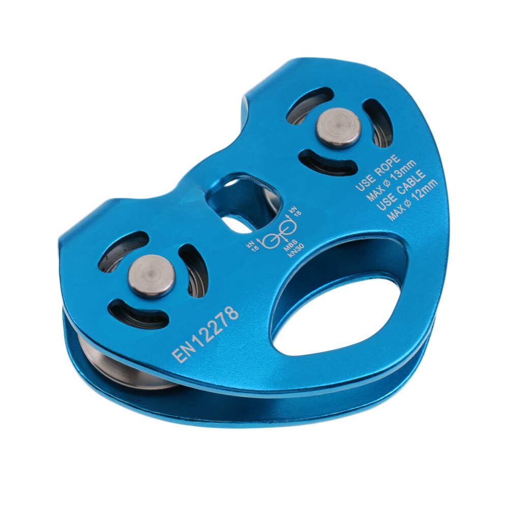 30KN escalade tyrolienne câble chariot vitesse rapide Double poulie Double vitesse poulie pour 13mm corde accessoire extérieur-bleu