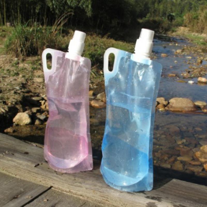 Bolsa plegable para botella de agua potable de 1l, para deportes al aire libre, senderismo, Camping
