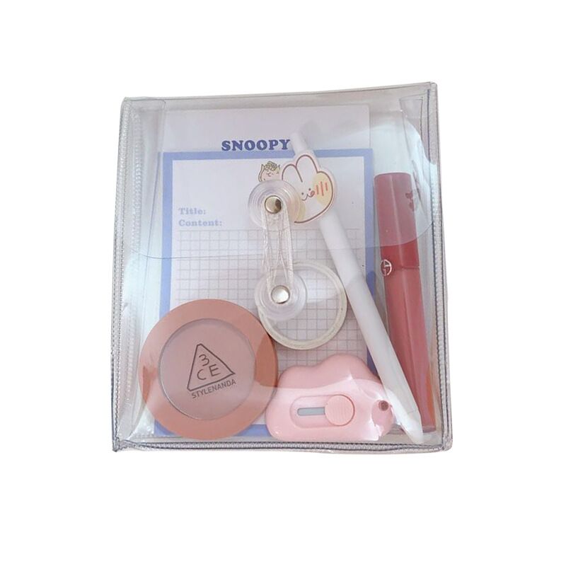 Sharkbang Multifunctional Thickened Transparent PVC Winding Storage Bag File Folder Desk Document Bag Makeup Organizer Bag 16CM