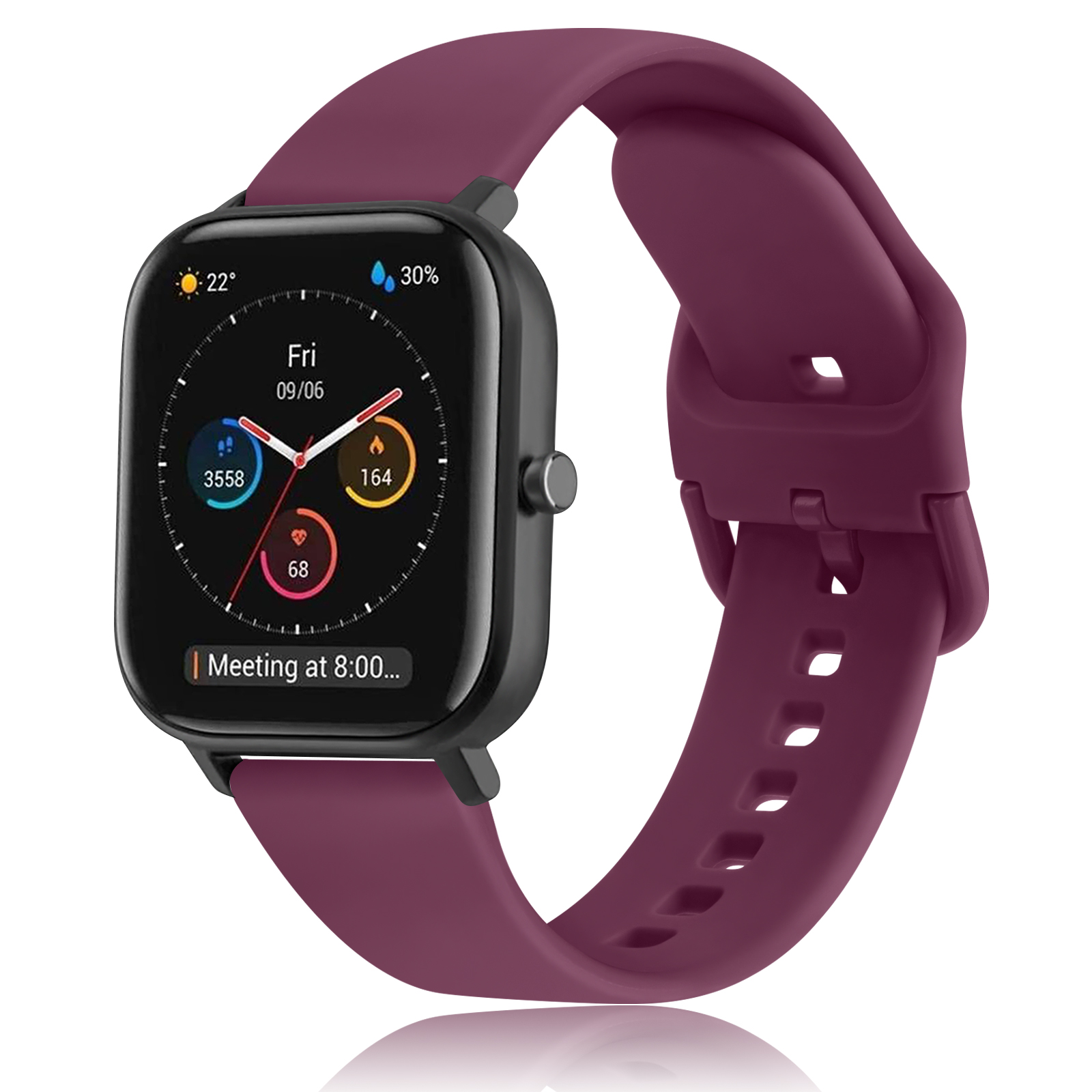 Correa de silicona de 22mm y 20mm para Amazfit GTR 42mm/GTS 2, pulsera de reloj, pulsera para Amazfit BIP/Bip Pace Lite: Red black / 24mm