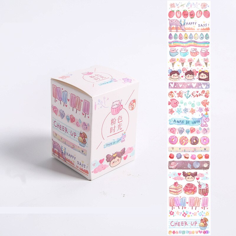 3 mètres 6.5cm de large Kawaii dessin animé animaux Washi papier ruban décoratif: Pink time