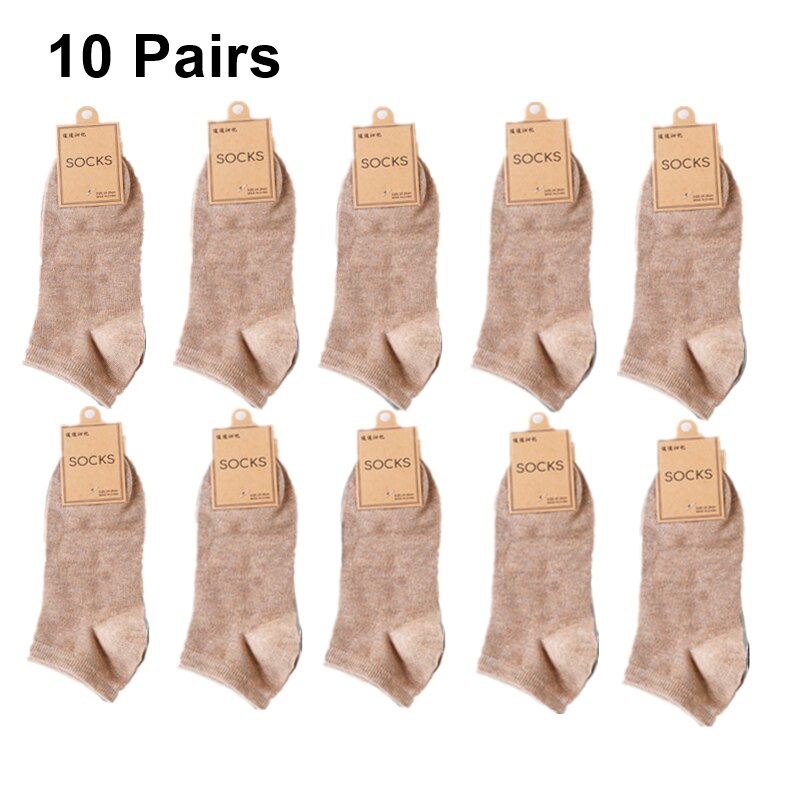 Lot 36-44 10 paires de chaussettes unisexes pour homme et femme, en coton respirant, couleurs unies, décontractées, pour le printemps, l'été et l'automne: Kaki