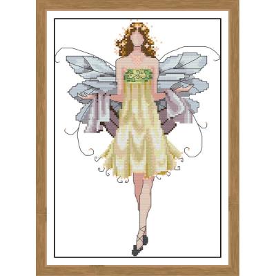 Kreuz Stich Schöne Mädchen Muster Blumen Elf Schmetterling Engel Kreuz Stich Kit 14CT Druck Stickerei DIY Manuelle Hand: LILA / 11CT  Printed