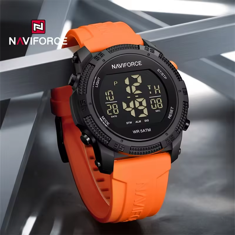 NAVIFORCE Brand Original Men Watch Water Resistant Personality Wristwatches Luxury Silicone Strap Electronic Clock