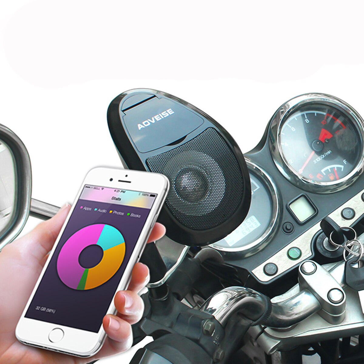 Altoparlante Bluetooth per moto sistema Audio MP3 impermeabile Radio FM U discoteca TF carta per moto/Atv/Utv /scooter e altro