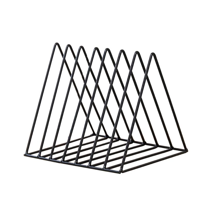 Jern lp rekord rack trekant bog magasin holder skrivebord opbevaring arrangør: Lilla