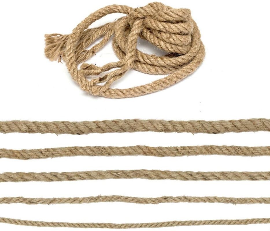 8mm Natural Jute Rope Heavy Duty Twine Hemp Twisted Cord Macrame String DIY Craft Handmade Decoration Pet Scratching