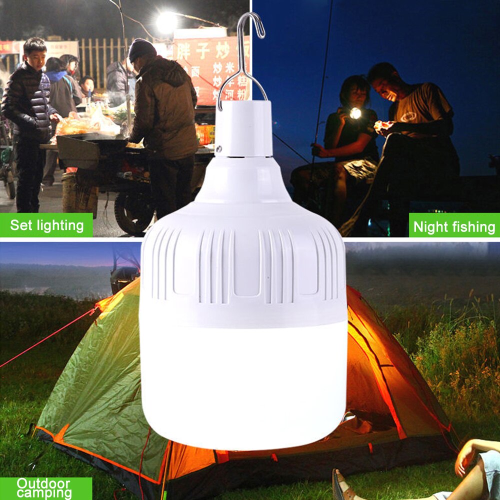 Led campinglampe usb genopladelig nødnatmarked 5 model campinglys til udendørs vandreture transportabelt teltlys