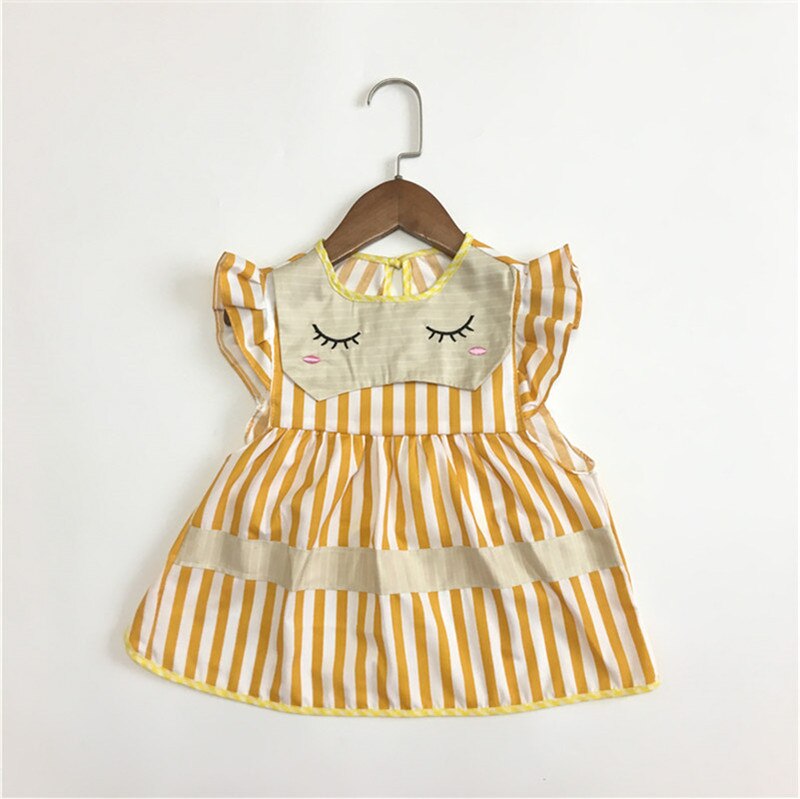 Baby-lätzchen Baby Mädchen Fütterung Kleidung Kindergarten Essen Kleidung Striped Mädchen Prinzessin Kleid: Gelb