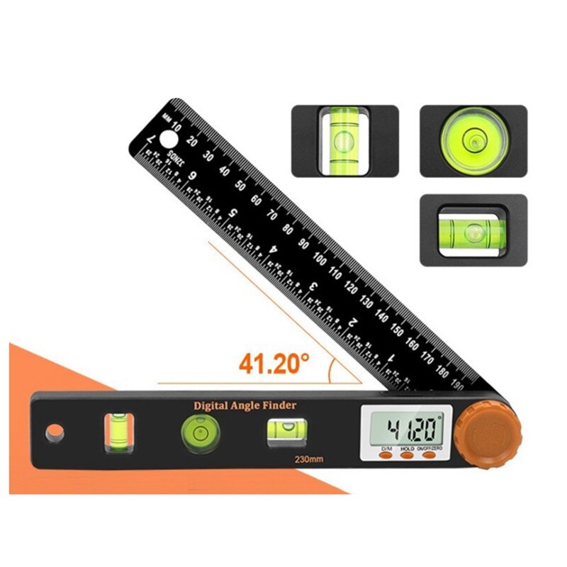 Localizador de ángulo Digital 4 en 1, regla transportador, nivel de espíritu, goniómetro Digital con nivel, pantalla LCD, reglas con escala