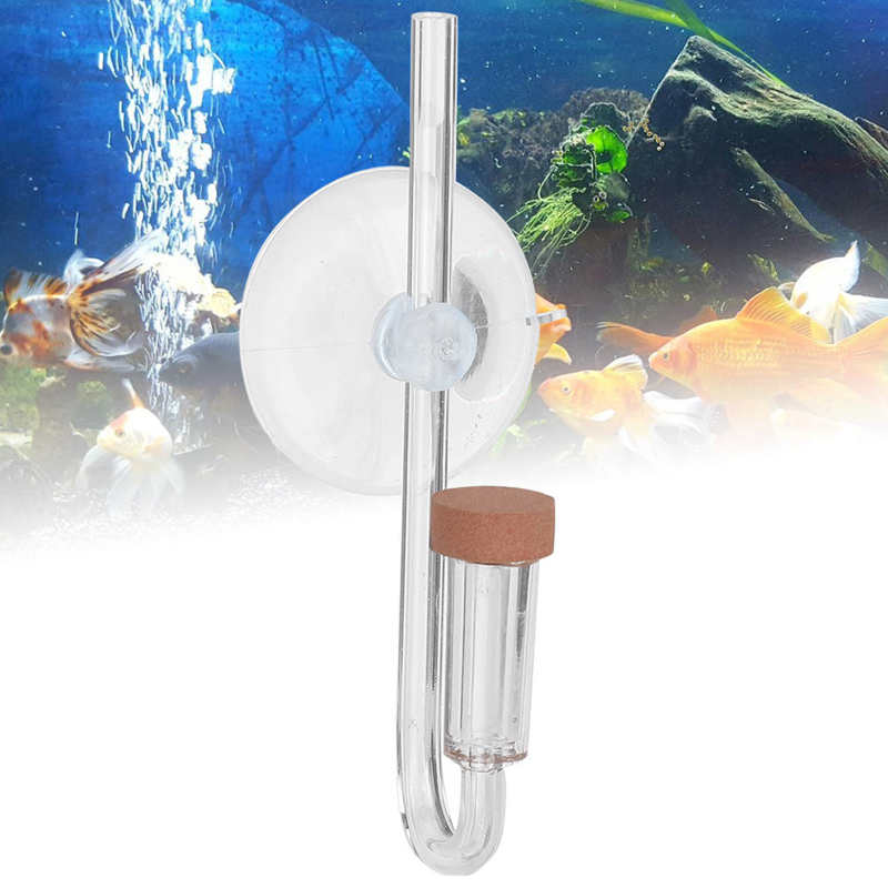 U-formet akvarium gennemsigtig akryl  co2 raffinerer med sugekop mini diffuser  co2 raffinerer akvarietilbehør