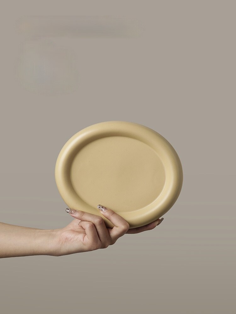 Ins nordisk stil skybakke desktop dessert kage tallerken bøf salat tallerken keramisk hjerte frugt tallerken dekoration: Mælk te ellipse