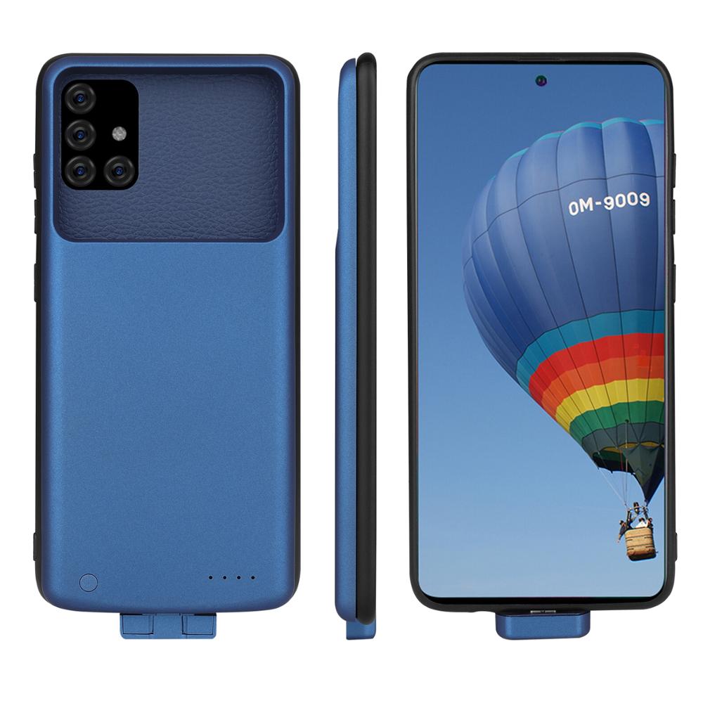 Schokbestendig Batterij Charger Cases Voor Samsung Galaxy A71 4G Power Bank Case 5000Mah Externe Opladen Batterij Powerbank Cover: Blauw