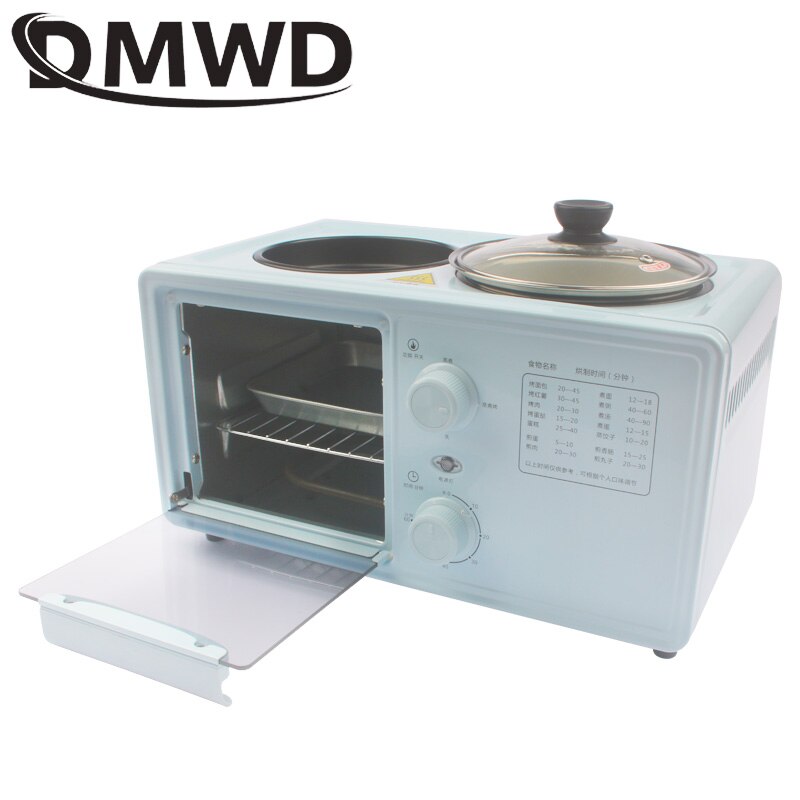 DMWD Electric 3 in 1 Household Breakfast Toaster Baking Machine Sandwich Omelette Fry Pan Pot Boiler Food Steamer