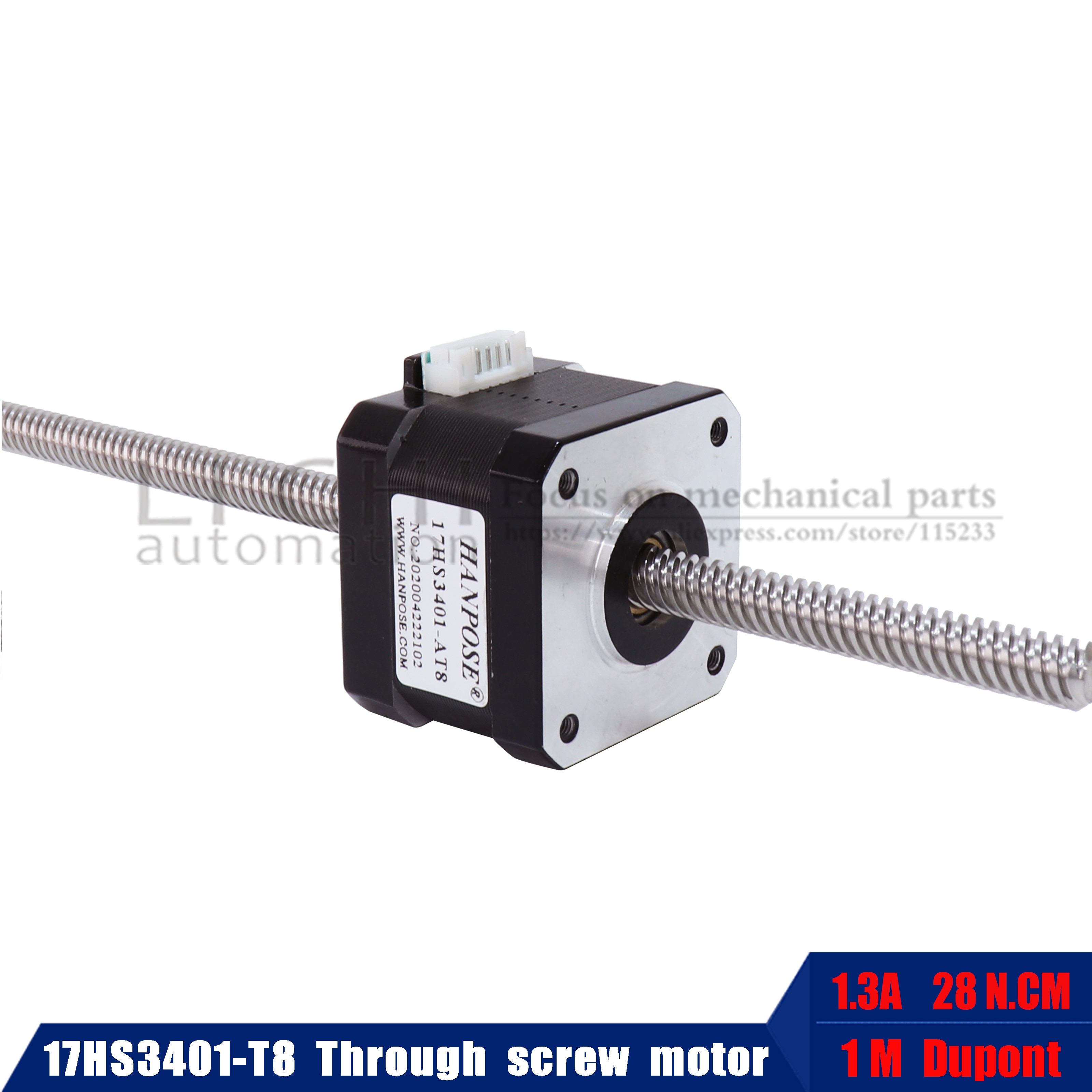 NEMA 17 Through screw stepper motor 17HA3401-T8*8 100/200/300/400MM linear high torque stepper motor for 3D printer accessories