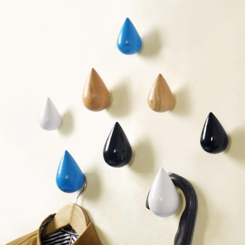 Wooden Wall Hanger Coat Hook Water Shape Coat Racks Decorative Hook Home Decoration