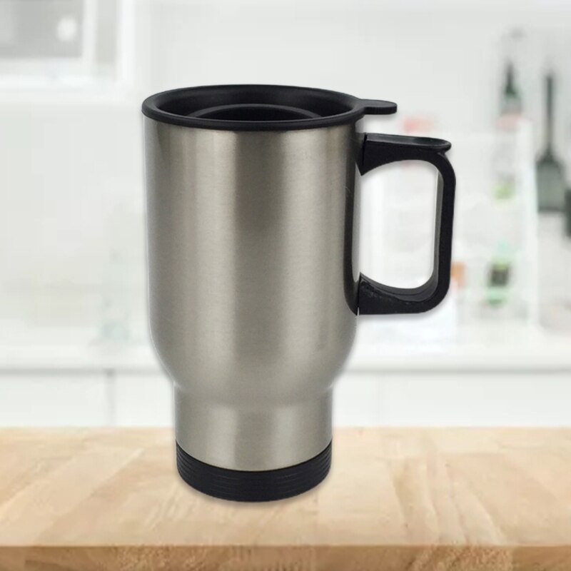 450ml Stainless Steel Silver Travel Blank Sublimation Mug Coffee Thermos Cup with Handle Lid for Heat Press Printing
