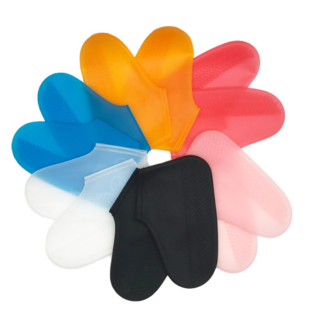 Rain Day Shoes Cover Unisex Reusable Rain Gear Boots Snow Shoes Covers Waterproof Shoes Overshoes Clear Silicone Flat S/M/L