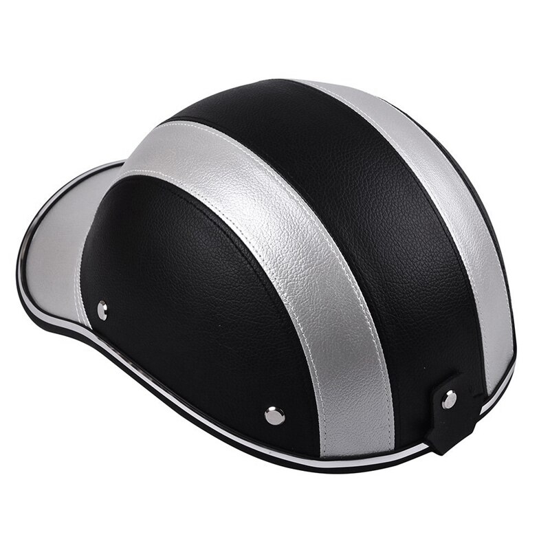 Motorfiets Lederen Helmen Fiets Scooter Half Open Gezicht Beschermende Helm Helm-Veiligheid Unisex Racer Helm Baseball Cap-veiligheid