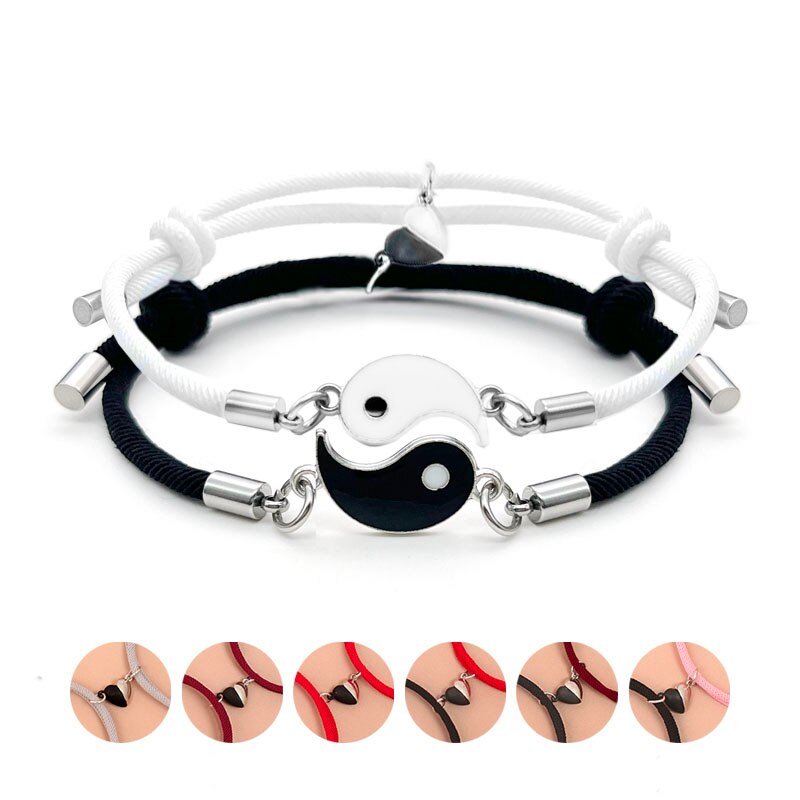 Europese Milan Touw Tai Chi Yin Yang Paar Armband Voor Liefhebbers Magneet Hart Armband Voor Koppels Voor Haar ZR-05