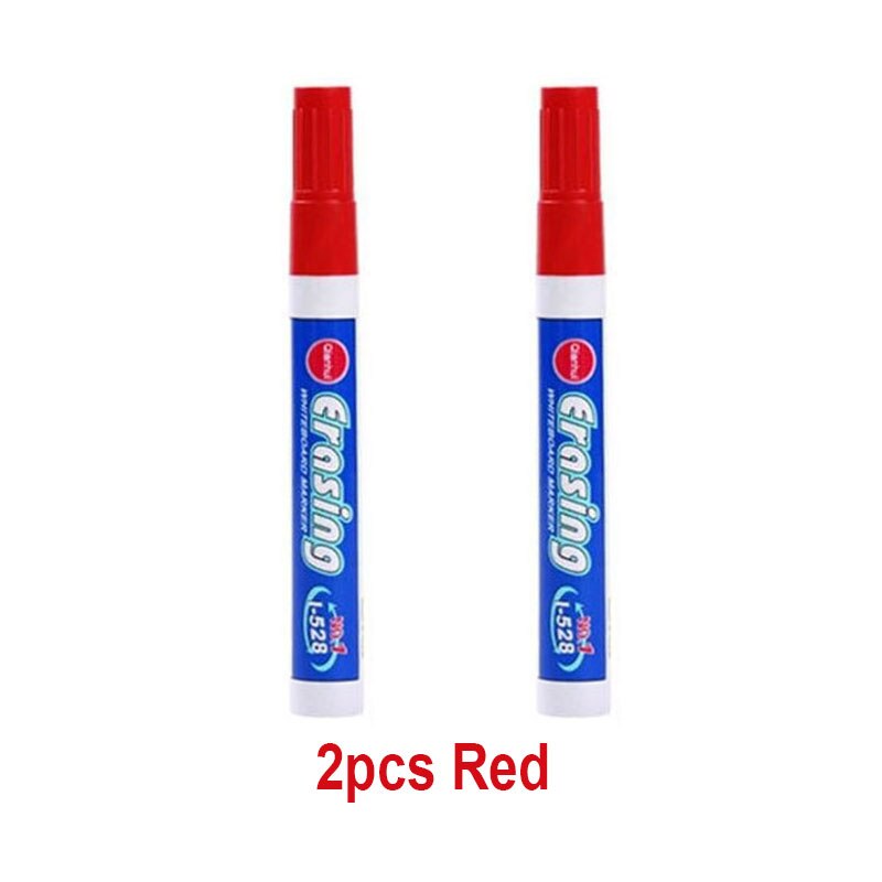 Stylos marqueurs effaçables de grande capacité, 4 couleurs, pour tableau blanc, écriture, fournitures de papeterie scolaires en classe: 2pcs Red