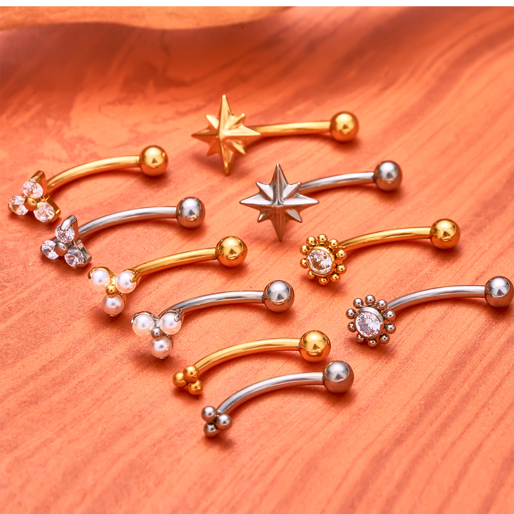 G23 titanio ASTM-F136 Piercings ceja hilo interno Piercings de cejas joyería del cuerpo para mujeres pendiente de circón