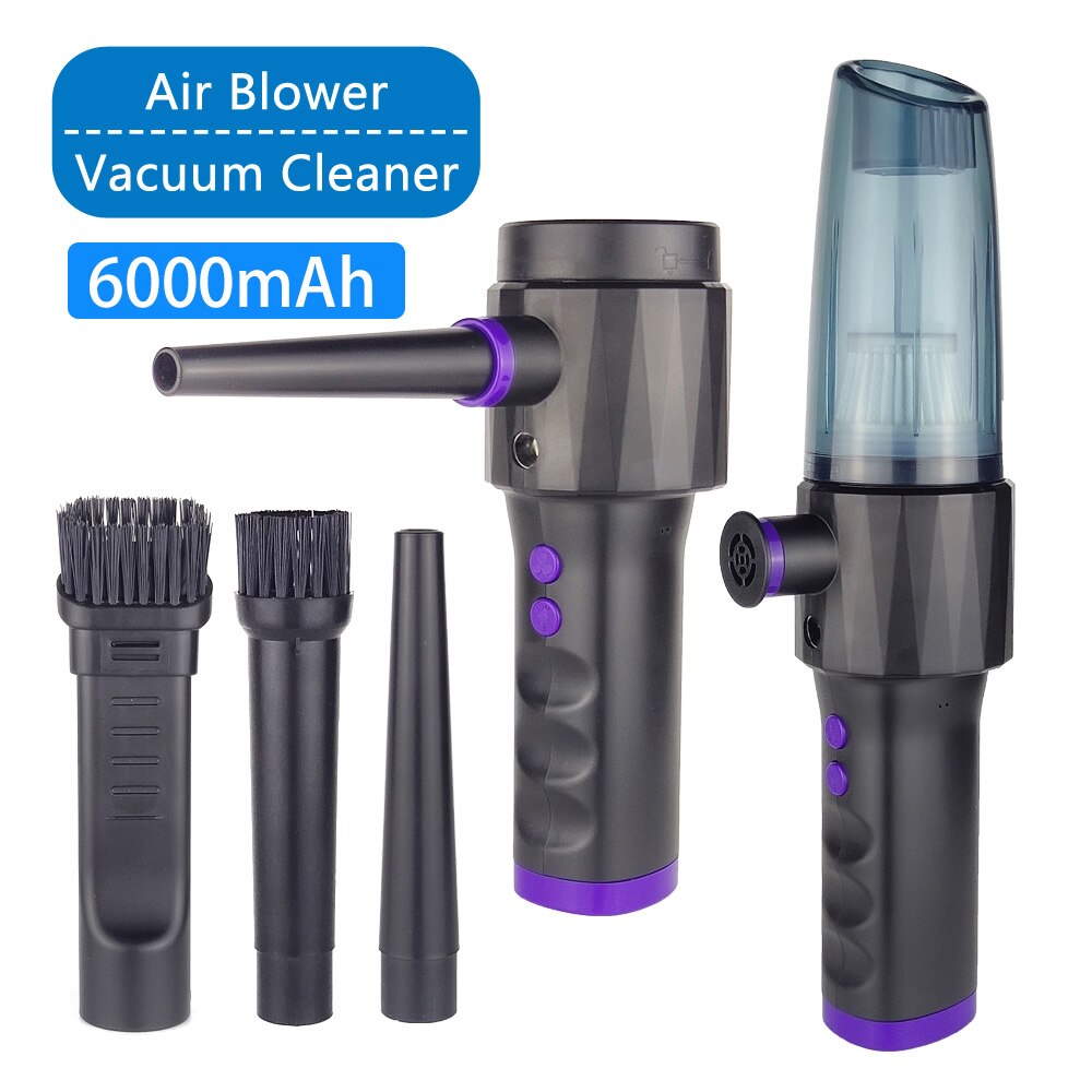 Wireless Air Blower Computer Cleaner Dust,Replaces Compressed Air Can Electric Air Blowing Gun for PC Laptop Keyboard Cleaning: 2in1 6000mAh