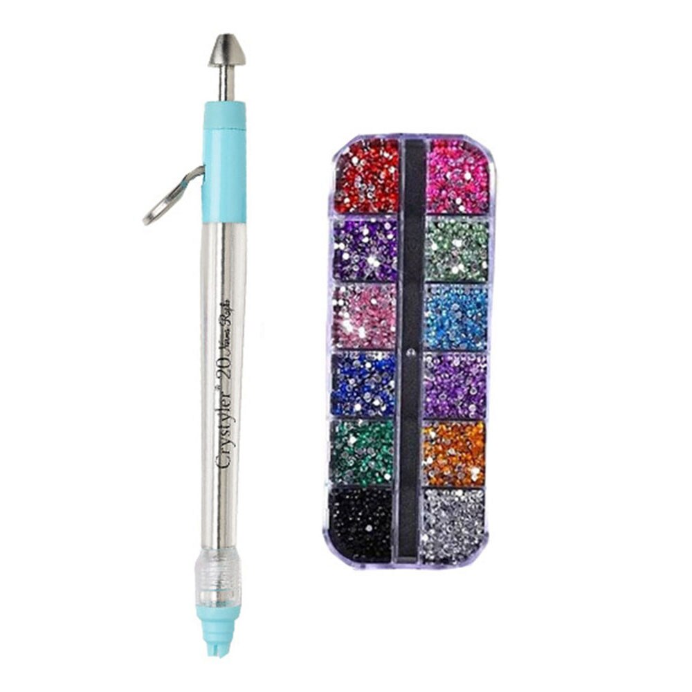 Herramienta de pintura de diamante acrílico, taladro de doble cabeza, accesorios de bordado, taladro de punto multifunción, pluma artística de uñas: Gris claro