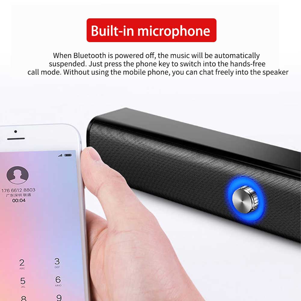 Bluetooth 5.0 2X10W Echo Bi Home Theater Subwoofer Mini Speaker, suitable for PC/smartphone/tablet/AUX/USB/TF card