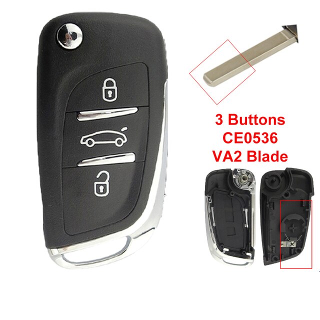 OkeyTech modificado Flip remoto de la llave del coche para Peugeot 307, 408, 308, 4007, 3008 para Citroen C2 C3 C4 C5 C6 VA2/HU83 CE0536/CE0523: 3BT VA2 0536