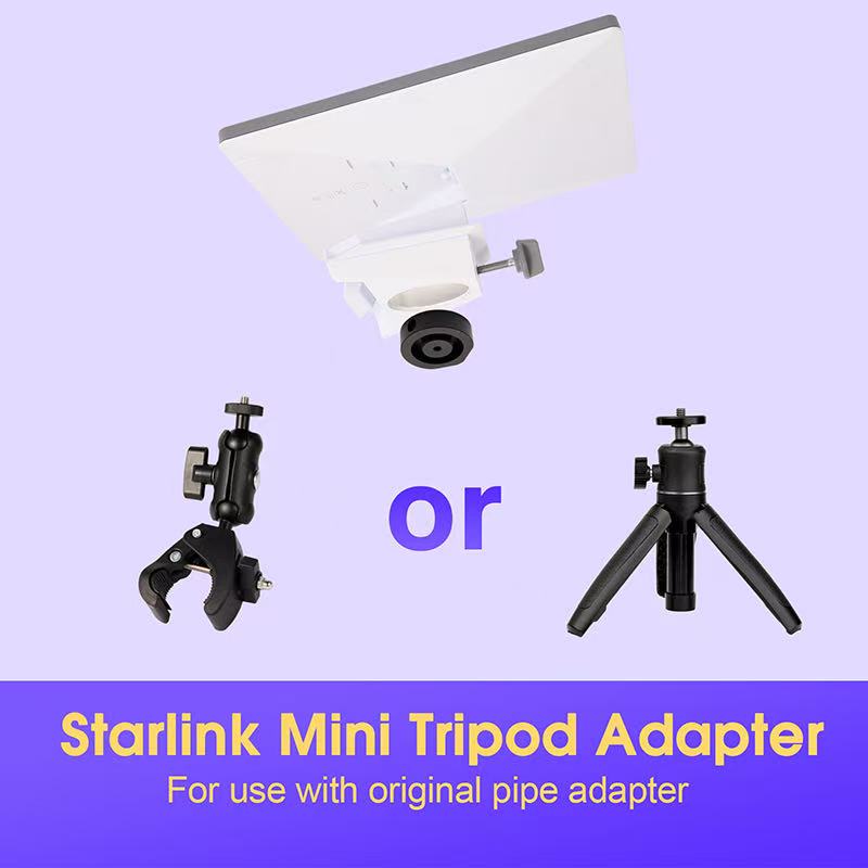 Suporte adaptador de alumínio com rosca 1/4 para tripé, adequado para Starlink Mini, e suporte adaptador de alumínio com rosca 3/8.