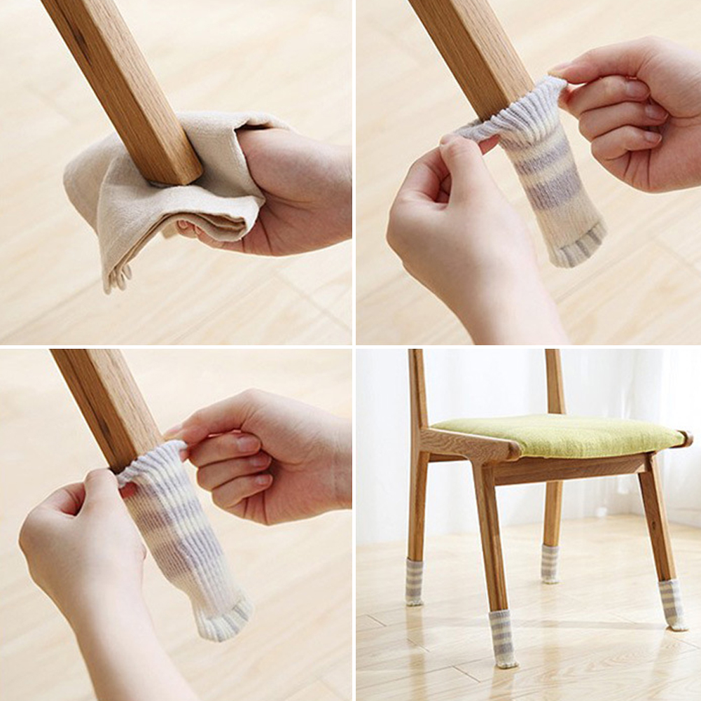 4 pièces chaussons de chaise manchon chaises tricotées jambes couverture pattes de chat chaises de protection jambe chaussettes Table étage antidérapant protecteur