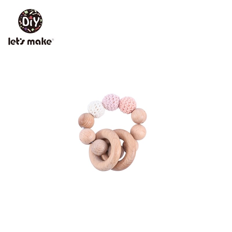 Lad os lave babybider legetøj bpa gratis 2 stk/sæt armbånd bøg ring kanin øre dyr tegneserie blomst gnaver bider: Lyserødt armbånd