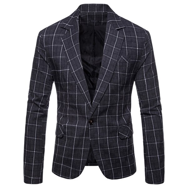 Rayé Blazer Veste hommes printemps automne bouton unique Costume Blazer hommes fête de mariage Blazers occasionnels Veste Costume Homme: dark gray / XXXL