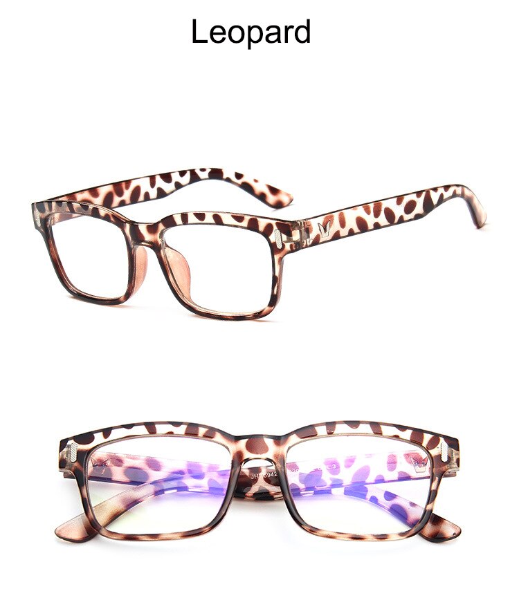 Merke klare briller med brilleglass unisex briller menn kvinner optiske anti-utmattelsesbriller briller rammer: Leopard