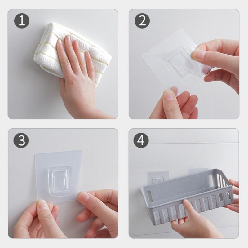Estante de pared, cestas de baño, estante para baño o cocina, estante de baño, doble succión, plástico fuerte, sin residuos, ventosa para ducha