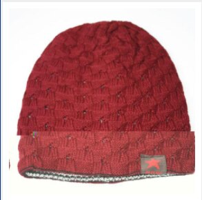Invierno de los Hombres Calientes estrella cráneo grueso sombrero de las mujeres de punto gorro Reversible Baggy Snow Cap hombre capuchón de gran tamaño Causal Accesorios: Wine red