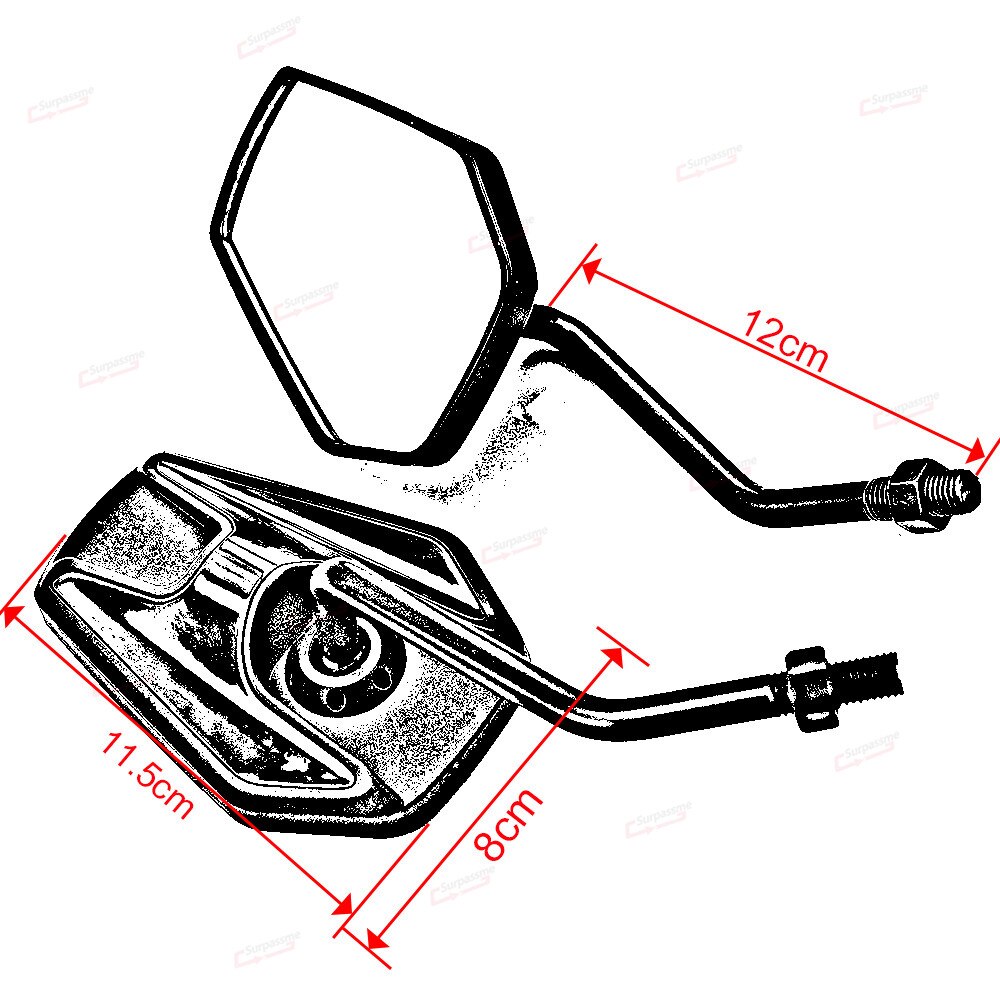 10Mm Universele Motorfiets Spiegels Motorbike Achteruitkijkspiegel Side Spiegels Voor Moto Bromfiets Elektrische Fiets Scooter Motor Accessoires