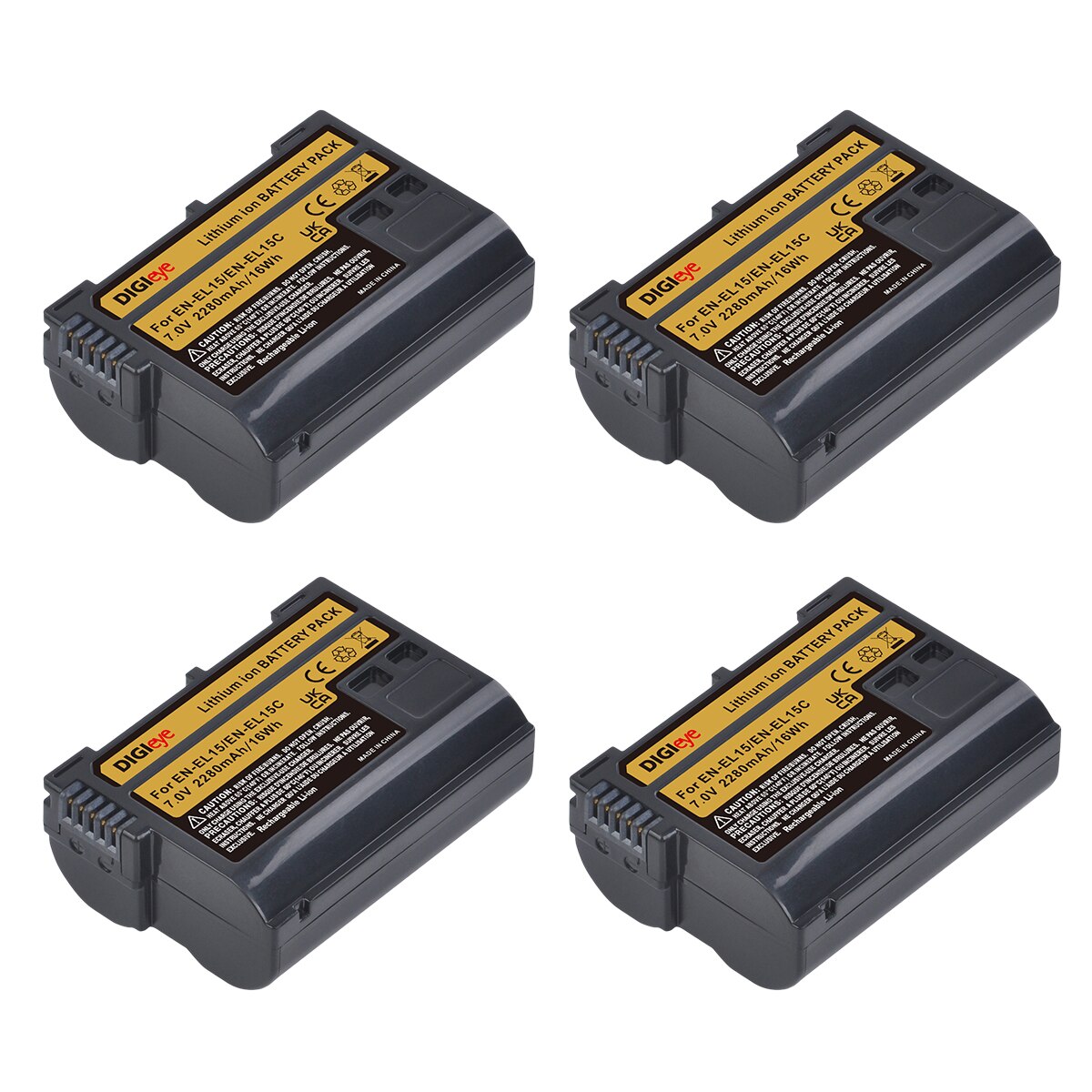EN-EL15 EN EL15C Battery + Charger for Nikon D500, D610, D750, D800, D810, D850, D7000, D7100, D7500, Z5, Z6, Z6II, Z7, Z7II: 4 batteries