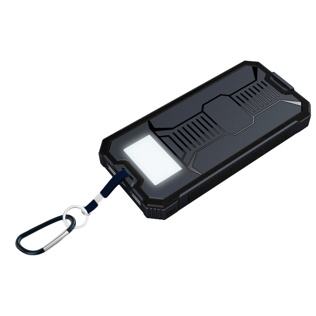 Caixa de energia portátil usb 18650, banco de energia solar portátil sem bateria led para armazenamento de painel solar: Black