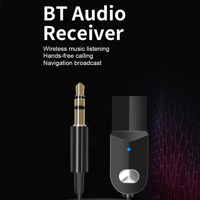 Bluetooth sändare trådlös bluetooth mottagare 5.0 bil aux 3.5mm bluetooth adapter o kabel för högtalar hörlurar