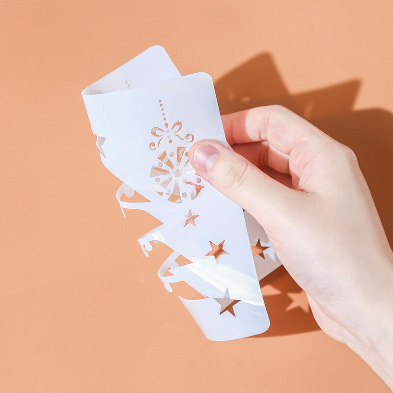 EZONE, regla de pintura de Navidad, de alce, de Navidad, Forma del árbol, plantilla hueca, sello, herramienta de dibujo DIY, papelería de Estudiante