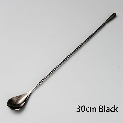 1Pce Stainless Steel Bar Tools Thread Teardrop Frosted Bar Spoons Drink Mixing Spoons Bartender Tools Cocktail Spoon Stirrer: 30cm Black