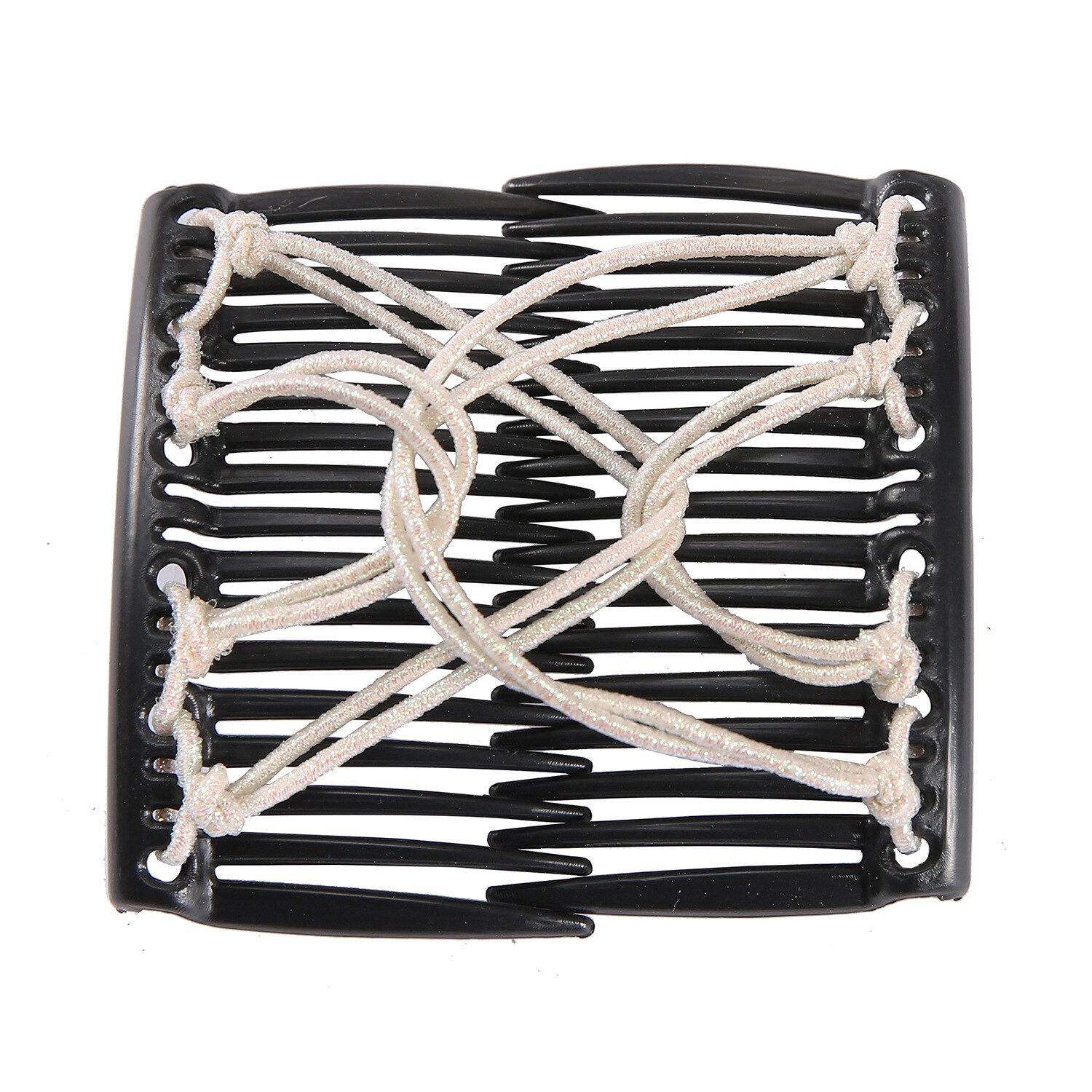 Mode Haarkam Klauw Broodje Dames Magische Kralen Elastische Dubbele Bands String Haarspeld Tool Paardenstaart Haaraccessoires Kapselbanden: Paars