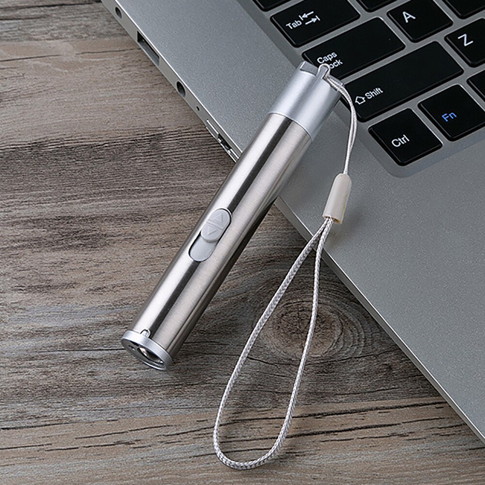 3-in-1 Pet Teaser USB Chargeable LED Flashlight Pointer Pen Luminous Interactive Cat Toy