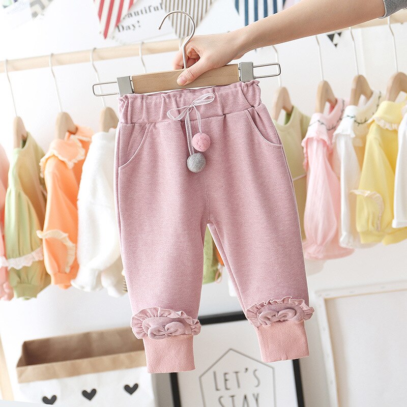 Primavera outono crianças calças do bebê meninas casual gravata borboleta polka calças roupas de bebê longo princesa calças crianças