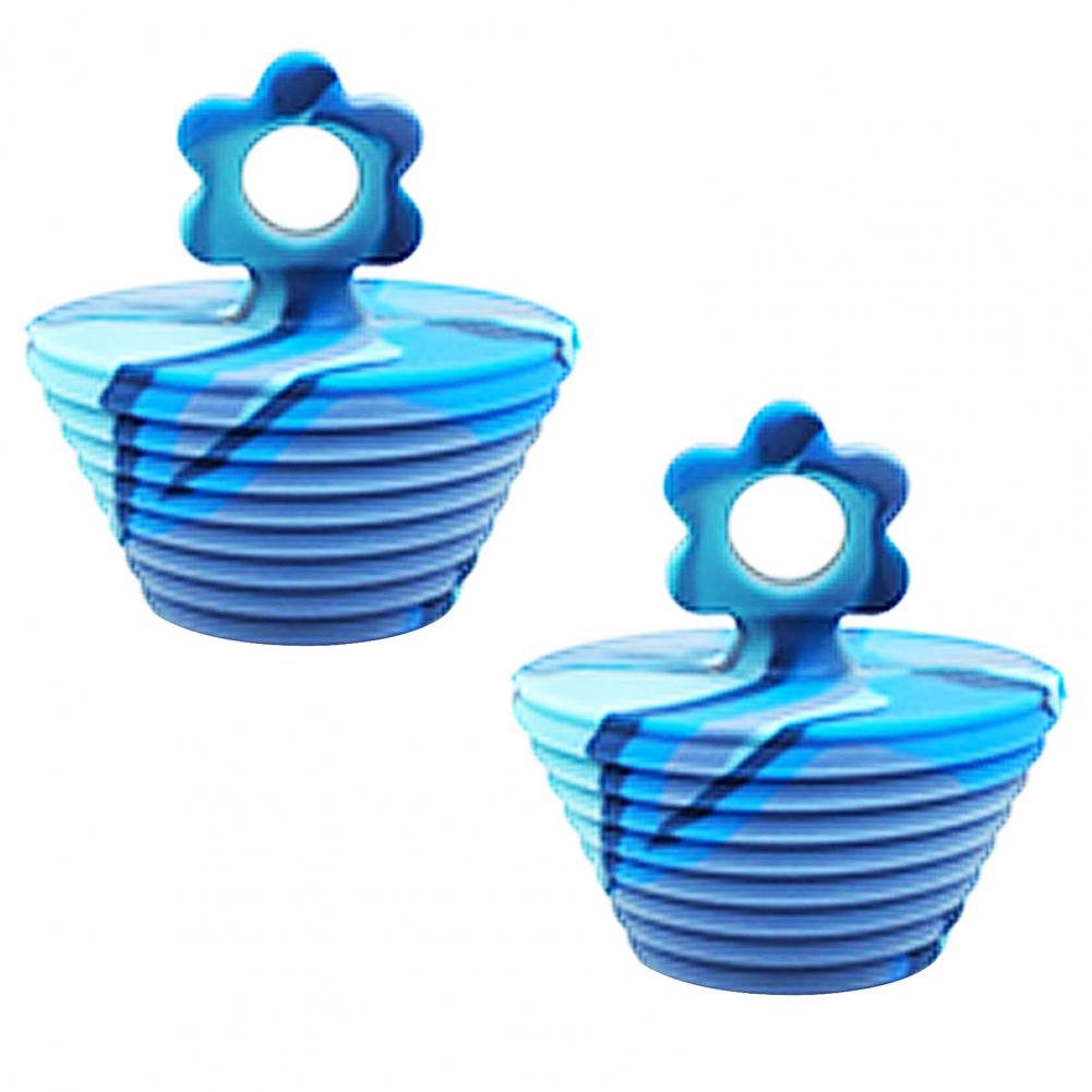2 Pcs Useful Sink Plug Corrosion-resistant Flexible Drain Stopper Drain Deodorant Plugs for Home Drain Plug: Blue Grey Camouflage