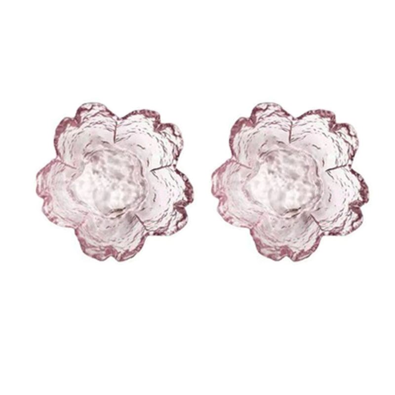 1-3Pcs Japanese Style Small Glass Plate With Golden Border Mini Seasoning Dessert Cute Style Sakura Bowl For Ice Cream Sala: 2Pcs Transparent