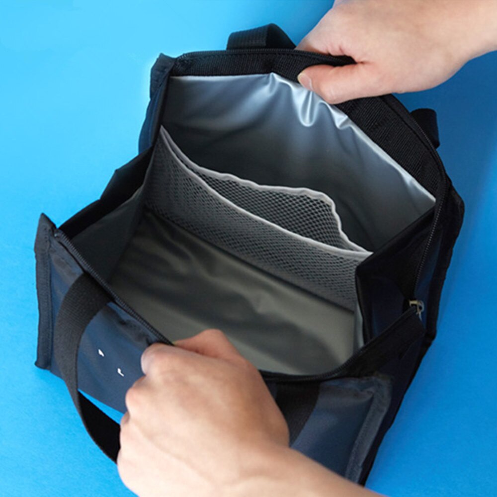 Bolsa de almoço dobrável portátil, sacola feminina, organizadora para almoço, suporte de almoço, recipiente de armazenamento de alimentos, bolsa para carregar alimentos